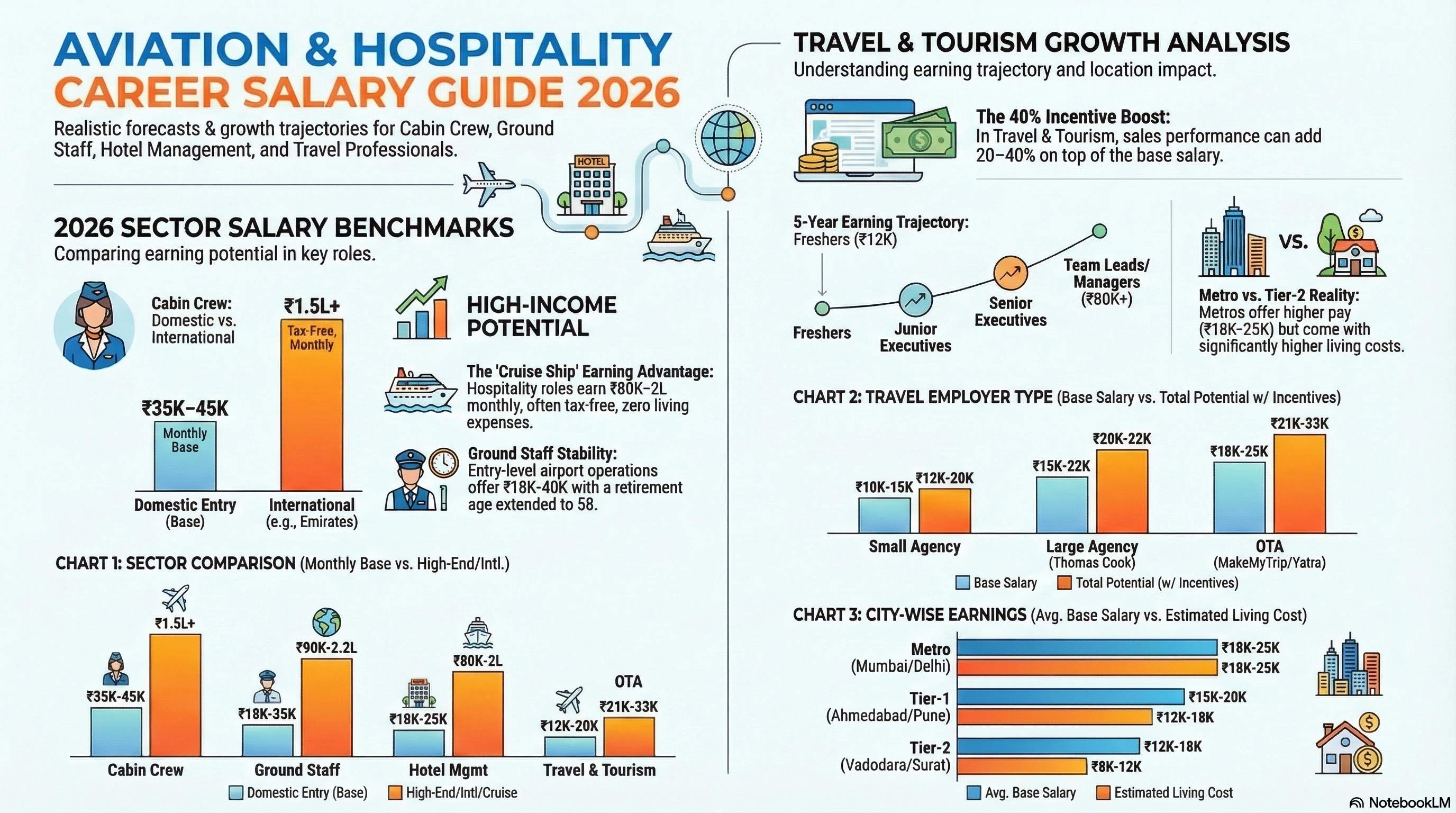 Travel and Tourism Jobs Salary for Freshers 2026: Complete Entry-Level Earnings Guide - Travel & Tourism career guide from Wings Institute Vadodara Gujarat